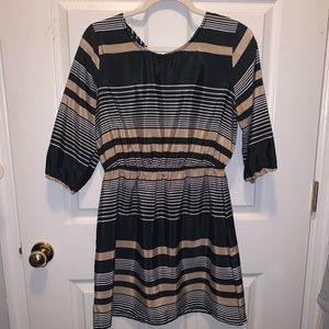 Fun and Flirt Striped Open-back Crisscross Dress